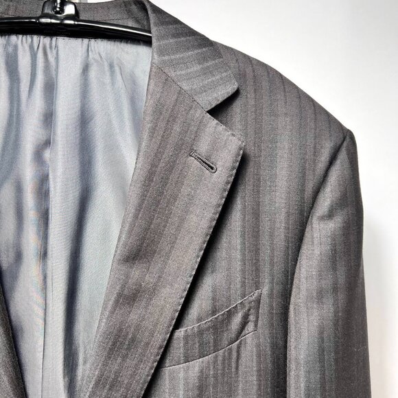 ERMENEGILDO ZEGNA Pin Stripe Two-Piece Wool Suit Trofeo 600 Gray 48R Italy - Picture 2 of 15